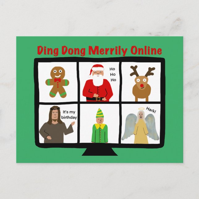 Funny Jesus zoom pun Christmas Holiday Postcard (Front)