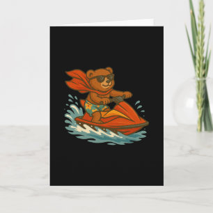 Funny Jet Ski Bear Costume For Adults And Kids Card