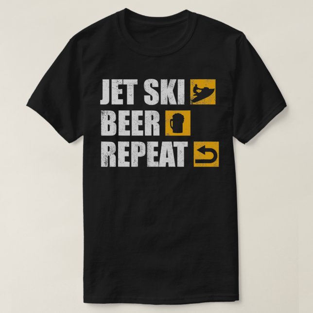 Funny Jet Ski Beer Repeat T-Shirt (Design Front)