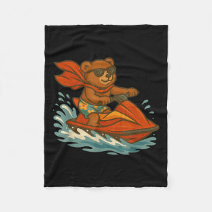 Funny Jet Ski Teddy Bear Costume For Adults And Ki Fleece Blanket