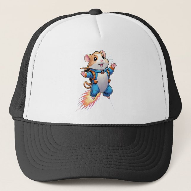 Funny Jetpack Hamster Cap | Cartoon Animal Hat (Front)