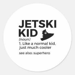Funny jetski kid definition jet skiing  classic round sticker