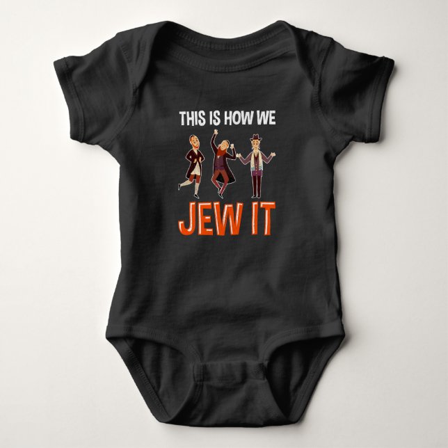 Funny Jew Quote Jewish Hebrew Humor Hanukkah Fun Baby Bodysuit (Front)