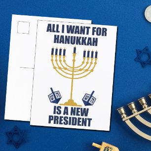 Funny Jewish Anti Trump Political Hanukkah Holiday Postcard