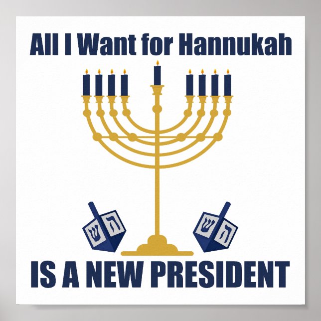 Funny Jewish Anti Trump Political Hanukkah Poster (Front)