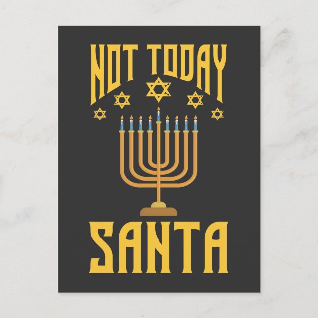 Funny Jewish Christmas Not Today Santa Hanukkah Postcard (Front)