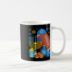 Funny Jewish Football Ball Menorah Happy Hanukkah Coffee Mug
