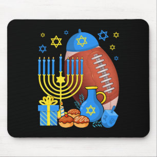 Funny Jewish Football Ball Menorah Happy Hanukkah Mouse Pad