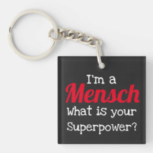 Funny Jewish Keychain - Mensch Superpower
