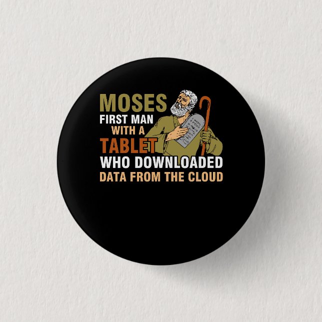 Funny Jewish Passover Moses Tablet Data Cloud Comp 3 Cm Round Badge (Front)