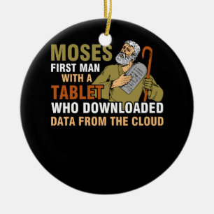 Funny Jewish Passover Moses Tablet Data Cloud Comp Ceramic Ornament