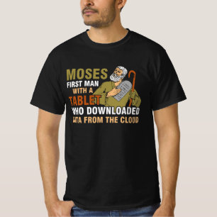 Funny Jewish Passover Moses Tablet Data Cloud Comp T-Shirt