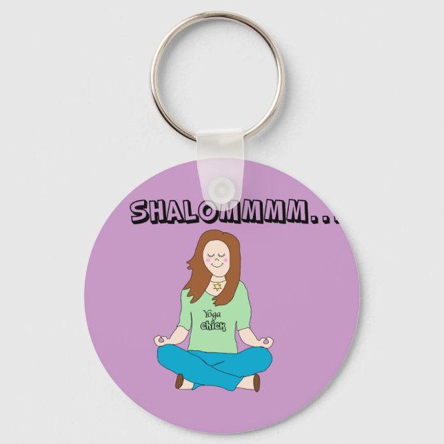 Funny Jewish Yoga Chick Shalommm Key Ring (Front)