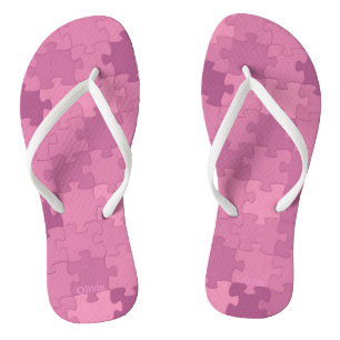 Funny Jigsaw Puzzle Pattern Add Name or Text Pink Thongs