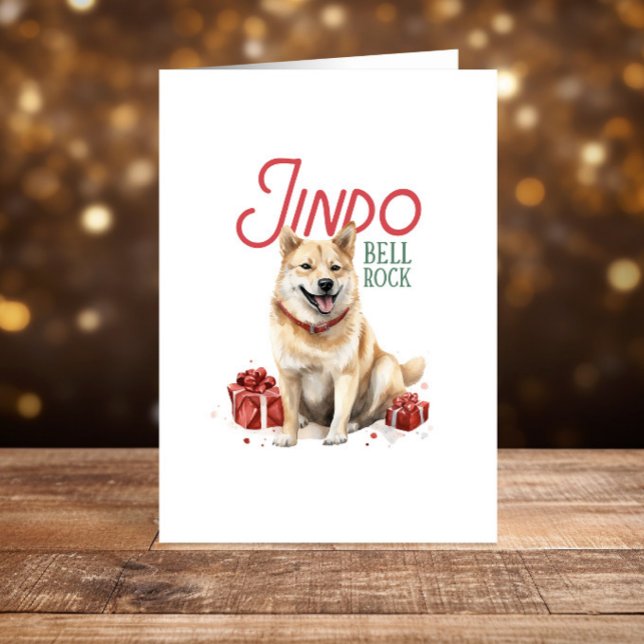 Funny Jindo dog Christmas Happy Holidays Holiday Card (Creator Uploaded)