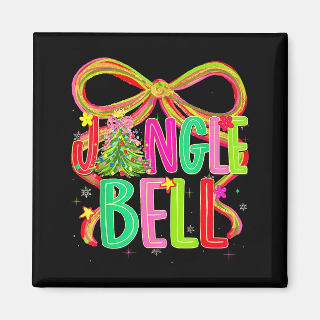 Funny Jingle Bells Coquette Bow Merry Christmas Gi Magnet (Front)