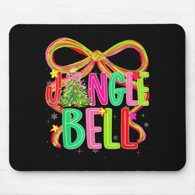 Funny Jingle Bells Coquette Bow Merry Christmas Gi Mouse Pad (Front)
