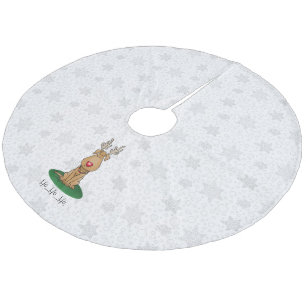 Funny Jingle This Red Nose Reindeer Dog Cute Fleece Tree Skirt
