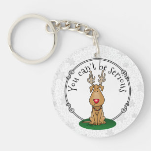 Funny Jingle This Red Nose Reindeer Dog Cute Key Ring