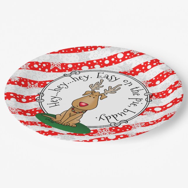 Funny Jingle This Red Nose Reindeer Dog Cute Paper Plate (Angled)