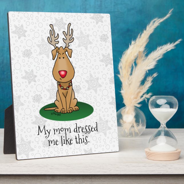 Funny Jingle This Red Nose Reindeer Dog Cute Plaque (Side)