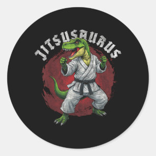 Funny Jitsusaurus T-rex Brazilian Dinosaur BJJ Jiu Classic Round Sticker