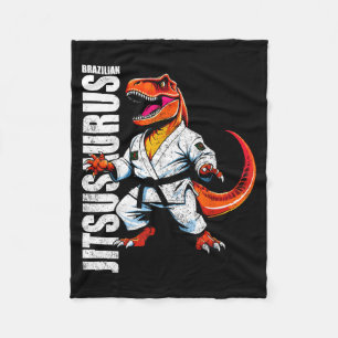 Funny Jitsusaurus T-rex Brazilian Dinosaur BJJ Jiu Fleece Blanket