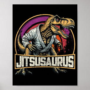 Funny Jitsusaurus T-rex Brazilian Dinosaur BJJ Jiu Poster