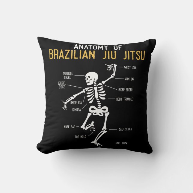 Funny Jiu Jitsu Fighter Anatomy BJJ Training Humou Cushion (Front)