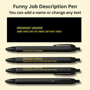 Funny Job Title - Spreadsheet Sorcerer Black Ink Pen