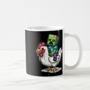 Funny Jockey Pixel Riding Chicken Jockey On A Chic Coffee Mug