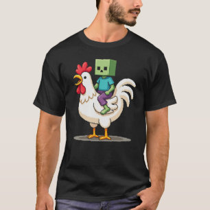Funny Jockey Pixel Riding Chicken Jockey T-Shirt