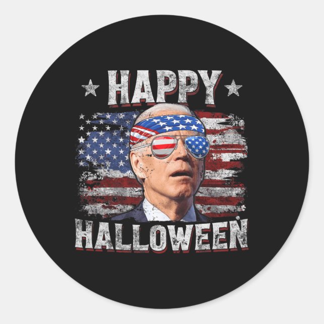 Funny Joe Biden 4th Of July Happy Halloween Americ Classic Round Sticker (Front)