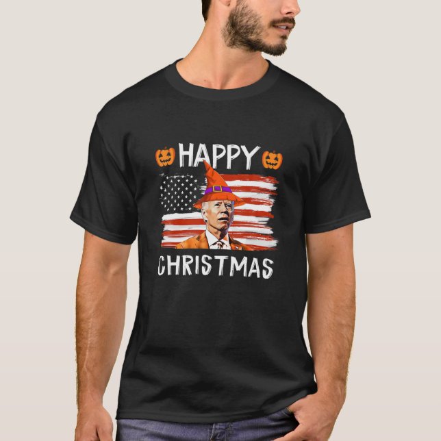 Funny Joe Biden Confused Happy Halloween Thanksgiv T-Shirt (Front)