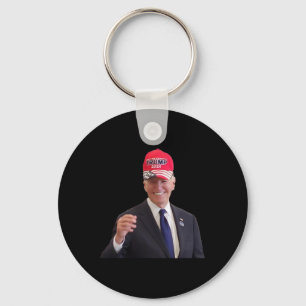 Funny Joe Biden Dons Trump 2024 Cap  Key Ring