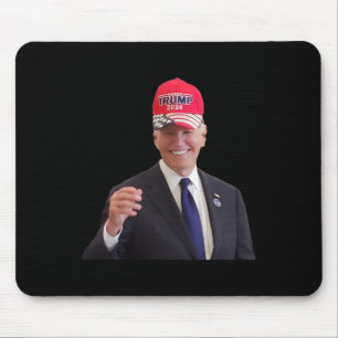 Funny Joe Biden Dons Trump 2024 Cap Mouse Pad
