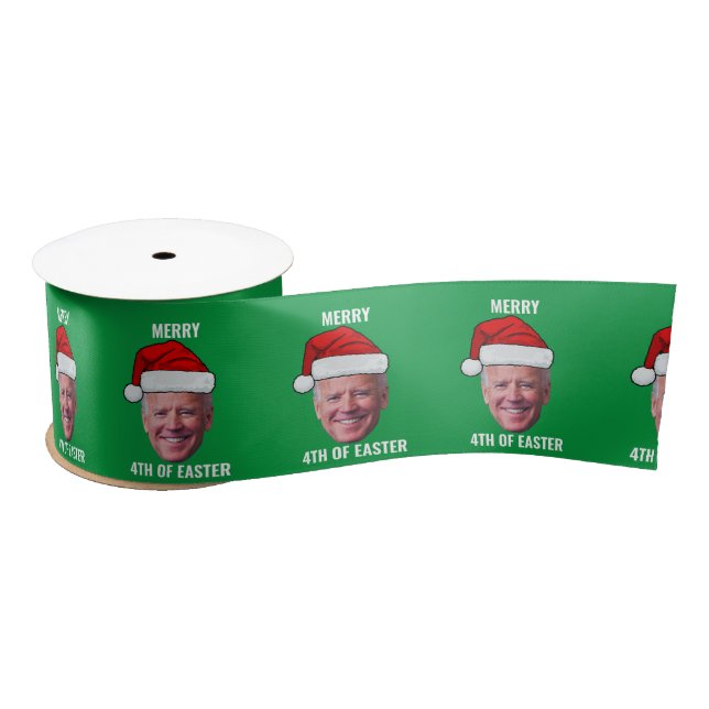 Funny Joe Biden Happy 4th Of Easter Christmas Satin Ribbon (Spool)