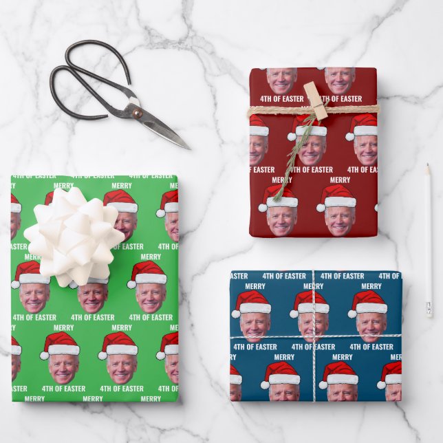 Funny Joe Biden Happy 4th Of Easter Christmas Wrapping Paper Sheet (Front)