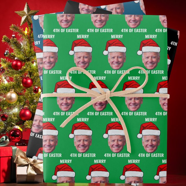 Funny Joe Biden Happy 4th Of Easter Christmas Wrapping Paper Sheet (Creator Uploaded)