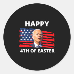 Funny Joe Biden Happy 4th Of Easter Confused 4th O Classic Round Sticker