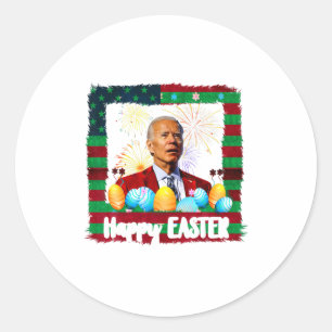 Funny Joe Biden Happy Easter Confused 4th Of July Classic Round Sticker