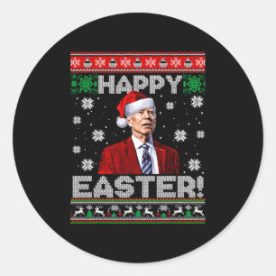 Funny Joe Biden Happy Easter Ugly Christmas Sweate Classic Round Sticker