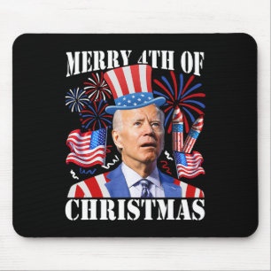 Funny Joe Biden Merry 4th Of Christmas 4th Of July Mouse Pad