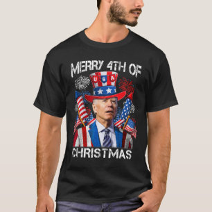 Funny Joe Biden Merry 4th Of Christmas 4th Of July T-Shirt