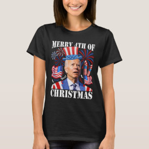 Funny Joe Biden Merry 4th Of Christmas 4th Of July T-Shirt