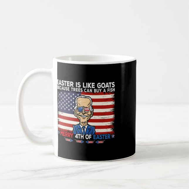 Funny Joe Biden Merry 4th Of Easter Design Fourth  Coffee Mug (Left)