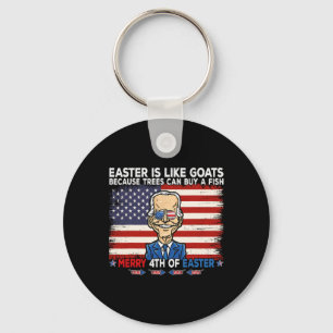 Funny Joe Biden Merry 4th Of Easter Design Fourth  Key Ring