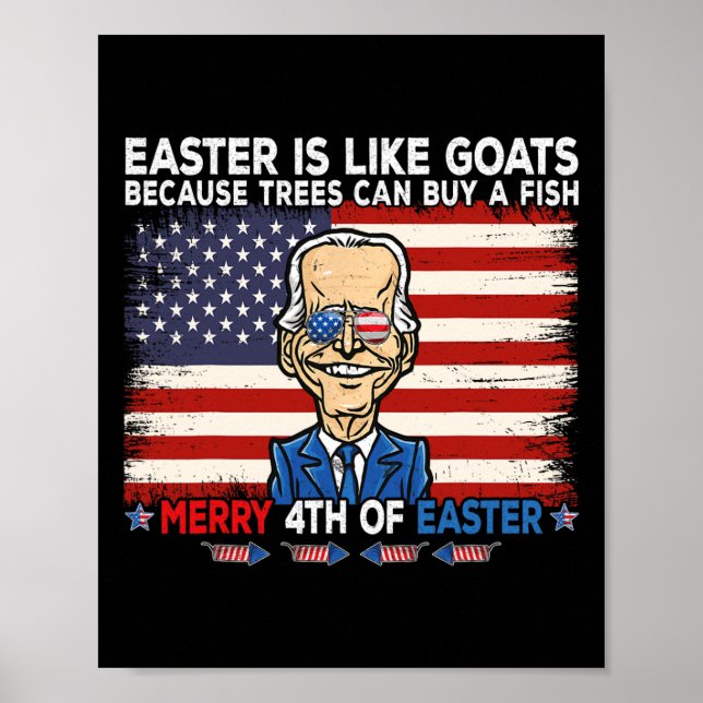 Funny Joe Biden Merry 4th Of Easter Design Fourth  Poster (Front)