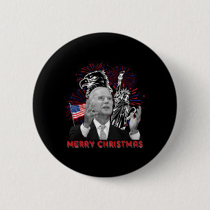 Funny Joe Biden Merry Christmas In July Usa Flag 4 6 Cm Round Badge