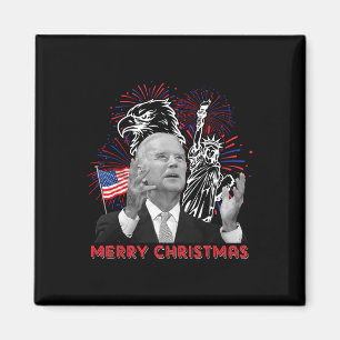 Funny Joe Biden Merry Christmas In July Usa Flag 4 Magnet